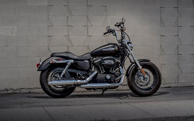 4k, harley davidson xl1200cb sportster, vista laterale, superbike, bicelle 2013, motocicletta nera, 2013 harley davidson xl1200cb sportster, motociclette americane, harley davidson