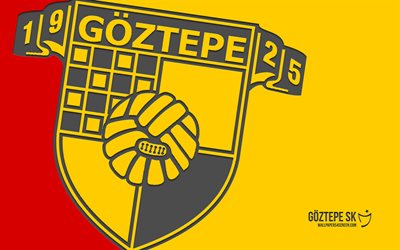 logotipo de goztepe sk, 4k, fondo amarillo, arte de carbono, goztepe sk emblema, club de fútbol turco, super liga, pavo, goztepe sk, fútbol americano, goztepe