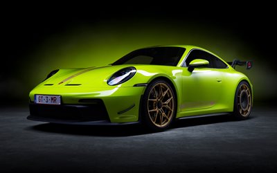 porsche 911 gt3, 4k, estudio, 2024 autos, superdeportivos, lime porsche 911 gt3, 2024 porsche 911 gt3, autos alemanes, porsche