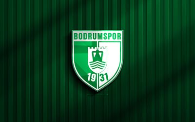 4k, logotipo 3d bodrumspor, super lig, fundo 3d verde, futebol, emblema do bodrumspor, logotipo bodrumspor, bodrumspor, clube de futebol turco, bodrumspor fc