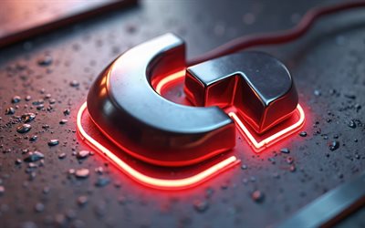 4k, logitech metal logo, rote neonlichter, kreativ, metallhintergrund, logitech 3d  logo, kunstwerk, logitech green logo, logitech logo, elektronikmarken, logitech