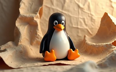 logo linux 3d, 4k, arrière plan créatif 3d, logo linux, pingouin linux, art créatif, linux