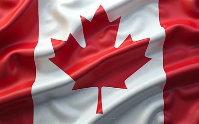 kanada flagga, 4k, 3d  vågor textilstruktur, kanadensisk flagga, canada, kanadas flagga, nordamerika