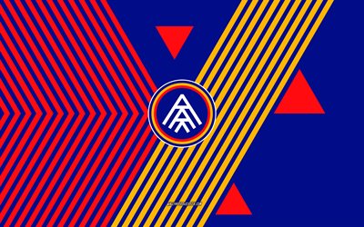 fc andorra  logotyp, 4k, spansk fotbollslag, rödblå linjer bakgrund, fc andorra, segunda, spanien, linjekonst, fc andorra emblem, fotboll