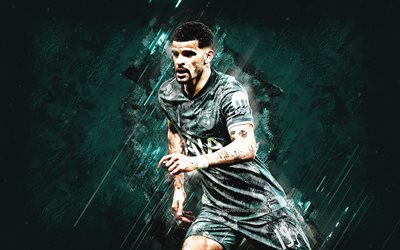 dominic solanke, tottenham hotspur, grüner steinhintergrund, englischer fußballer, grunge  kunst, premier league, england, fußball, dominic ayodele solanke mitchell, dominic solanke tottenham hotspur