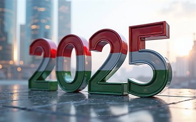 2025 ungern, 4k, res till ungern 2025, ungern 2025 siffror, 3d  konst, hungerflagg, 2025 3d  siffror, ungern 2025, ungern, 2025 koncept