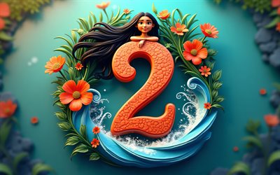 Moana 2 logo, fan art, 3D-animation, 2024 movie, poster, Disney, 4k, artwork, Moana 2