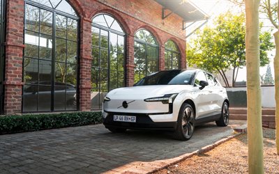 volvo ex30, 4k, elbilar, 2025 bilar crossovers, white volvo ex30, 2025 volvo ex30, svenska bilar, vulvo