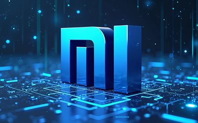 xiaomi  logo, 4k, xiaomi  tunnus, luova taide, xiaomi creative 3d  logo, sininen teknologiatausta, xiaomi