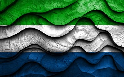 4k, sierra leone flagga, afrikanska länder, trä 3d  vågor flaggor, sierra leone dag, sierra leone träflagga, afrika, sierra leone nationella symboler, sierra leone