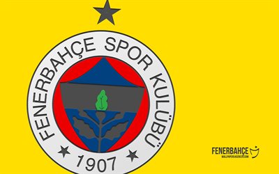 फेनरबाहो लोगो, 4k, पीले रंग की पृष्ठभूमि, कार्बन आर्ट, फेनरबाह प्रतीक, तुर्की फुटबॉल क्लब, सुपर लिग, टर्की, फेनरबाहे एसके, फ़ुटबॉल, फेनरबाह