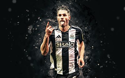 fabian schar, 4k, luci al neon bianca, newcastle united, premier league, calciatori svizzeri, fabian schar 4k, calcio, newcastle united fc, fabian schar newcastle united