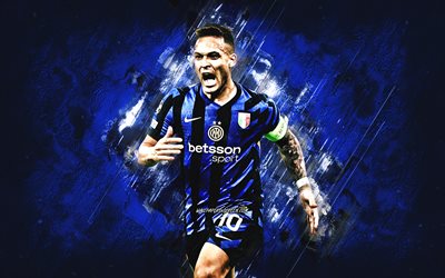 lautaro martinez, fc internazionale, inter, sfondo di pietra blu, calciatore argentino, serie a, italia, calcio, lautaro martinez inter milano