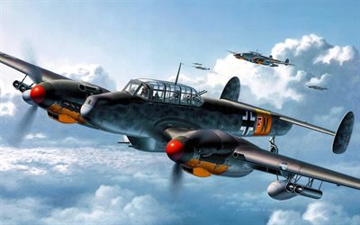 World of Warplanes, bombardieri, Messerschmitt Bf-110 Me-110, forze aeree, WoWP