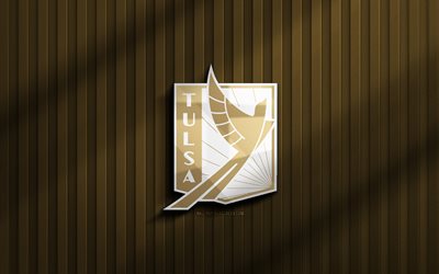 4k, FC Tulsa 3D logo, USL, brown 3D background, soccer, FC Tulsa emblem, FC Tulsa logo, FC Tulsa, football, american soccer club, Tulsa FC