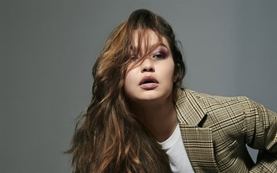 ジジ・ハディッド, アメリカのファッションモデル, 肖像画, 写真撮影, 茶色のジャケット, ジェレナ・ヌーラ・ハディド, アメリカンスター, gigi hadidの写真撮影