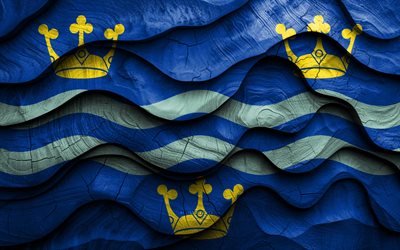 4k, drapeau du cambridgeshire, comtés d'angleterre, drapeaux d'ondes 3d en bois, jour de cambridgeshire, drapeau de cambridgeshire, angleterre, drapeau en bois du cambridgeshire, royaume uni, comtés anglais, cambridgeshire