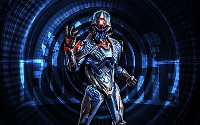 Blue Oppressor Fortnite, 4k, blue spiral background, Fortnite, creative, Blue Oppressor Skin, Fortnite Blue Oppressor Skin, Blue Oppressor, Fortnite characters