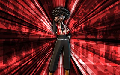 4k, battlestripe slone, fondo de rayos rojos, piel de slone battlestripe, battlestripe slone fortnite, arte abstracto, piel de slone fortnite battlestripe, personajes de fortnite, fortnita, arte creativo