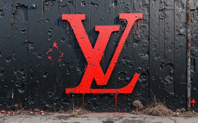 4k, Louis Vuitton logo, graffiti on the wall, grunge art, creative grunge art, Louis Vuitton graffiti, Louis Vuitton