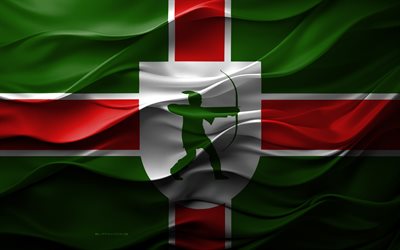 4k, bandera de nottinghamshire, condados ceremoniales de inglaterra, 3d nottinghamshire bandera, inglaterra, textura 3d, día de nottinghamshire, símbolos nacionales ingleses, arte 3d, nottinghamshire