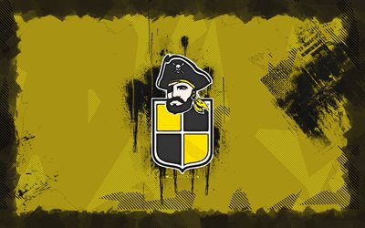 Coquimbo Unido grunge logo, 4k, Liga de Primera, yellow grunge background, soccer, Coquimbo Unido emblem, football, Coquimbo Unido logo, Coquimbo Unido, Chilean football club, Coquimbo Unido FC