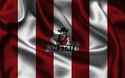 4k, New Mexico State Aggies logo, red white silk fabric, American football team, New Mexico State Aggies emblem, NCAA, New Mexico State Aggies, USA, American football, New Mexico State Aggies football
