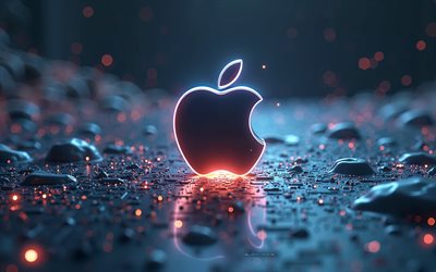 Apple logo, 4k, black creative background, Apple sign, Apple emblem, Apple 3d logo, dark 3d background, Apple