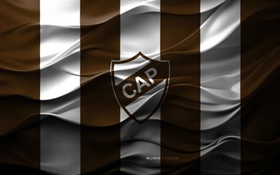 4k, logotipo de platense, fondo 3d blanco marrón, división de primera argentina, emblema platido, equipo de fútbol de argentina, bandera, textura 3d, argentina, platido, fútbol americano, fútbol, club atlético platense