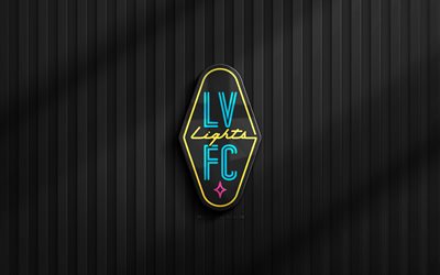 4k, Las Vegas Lights FC 3D logo, USL, black 3D background, soccer, Las Vegas Lights FC emblem, Las Vegas Lights FC logo, Las Vegas Lights, football, american soccer club, Las Vegas Lights FC