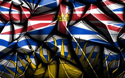 british columbia, 4k, 3d  kreativ struktur, british columbia 3d  flagga, canada, british columbia flagga, 3d  konst, brittisk columbia, kanada provinser, british columbia province flag