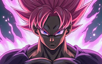4k, super saiyan rose, avvicinamento, black goku dragon ball, supa saiya jin roze, dragon ball super, antagonista, dragon ball, figlio goku black, dbs, personaggi dbs, goku burakku, black goku dbs, goku nero