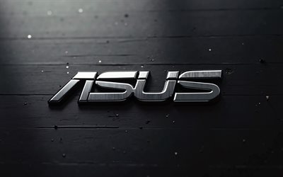 asus 세제 로고, 4k, asus metal 로고, 검은 금속 배경, asus emblem, asus 로고, asus 로고가있는 검은 색 배경, asus