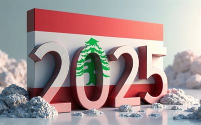 Lebanon 2025 digits, 4k, Lebanon 2025, 3d art, Lebanon flag, 2025 3d digits, 2025 Lebanon, 2025 concepts