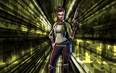4k, banshee, fondo de rayos verdes, piel de banshee, banshee fortnite, arte abstracto, piel fortnite banshee, personajes de fortnite, fortnita, arte creativo