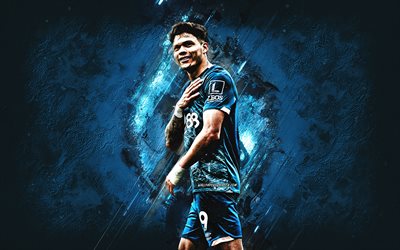 evanilson, afc bournemouth, calciatore brasiliano, sfondo di pietra blu, grunge art, bournemouth, premier league, inghilterra, calcio, francisco evanilson de lima barbosa, evanilson bournemouth