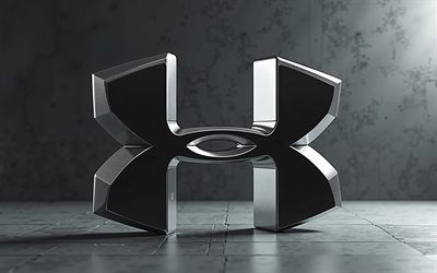 under armour logo, 4k, 3d  metall  under armour  logo, under armour emblem, kreative 3d  kunst, under armour