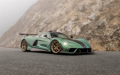 ヘネシーヴェノムf5ステルスシリーズ, 4k, 霧, 2025車, ヘッドライト, スーパーカー, ハイパーカー, チューニング, ヘネシー・ヴェノム