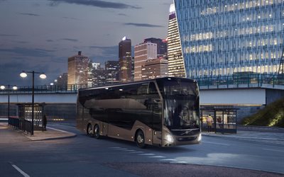 volvo 9700 dd, 4k, bushaltestelle, passagiertransport, 2022 busse, bergstraße, zivilverkehr, transport von menschen, tourismus, 2022 volvo 9700 dd, busse, volvo