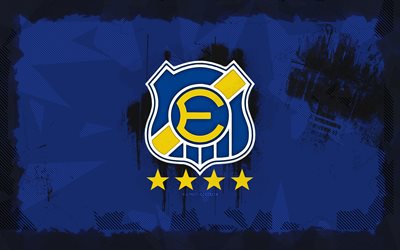 Everton de Vina del Mar grunge logo, 4k, Liga de Primera, blue grunge background, soccer, Everton de Vina del Mar emblem, football, Everton de Vina del Mar logo, Everton de Vina del Mar, Chilean football club, Everton de Vina del Mar FC