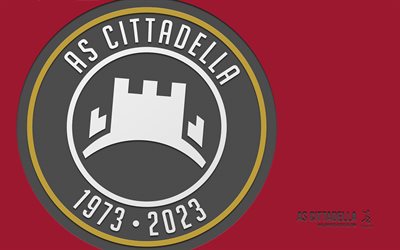 AS Cittadella logo, 4k, red background, carbon art, AS Cittadella emblem, Italian football club, Serie B, Italy, AS Cittadella, football, Cittadella
