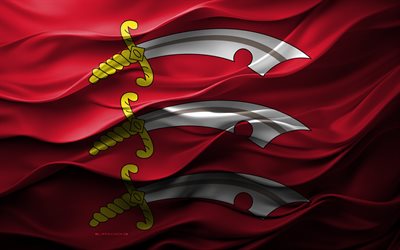 4k, Flag of Essex, Ceremonial counties of England, 3d Essex flag, England, Essex flag, 3d texture, Day of Essex, English national symbols, 3d art, Essex