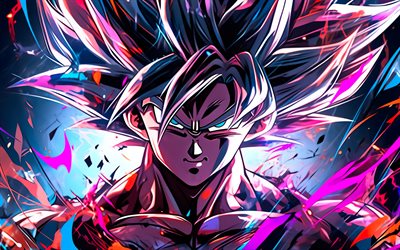 figlio goku, 4k, arte astratta, dragon ball, fan art, migatte no gokui, madominato istinto ultra, dragon ball super, ultra instinct goku, super saiyan god, dbs