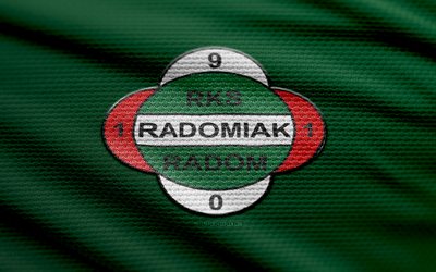 radomiak radom  kangaslogo, 4k, vihreä kangas tausta, ekstraklasa, bokeh, jalkapallo, radomiak radom  logo, radomiak radom  tunnus, radimiak radom, puolalainen jalkapalloseura, radomiak radom fc