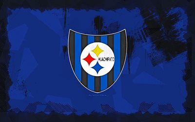 logo huachipato fc grunge, 4k, liga de primera, sfondo blu grunge, calcio, emblema huachipato fc, logo huachipato fc, huachipato fc, club di calcio cileno, fc huachipato