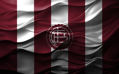 4k, logo di ca lanus, sfondo 3d bianco bordeaux, divisione argentina primera, ca lanus emblem, team di calcio dell'argentina, ca flag lanus, texture 3d, argentina, ca lanus, calcio, club atletico lanus