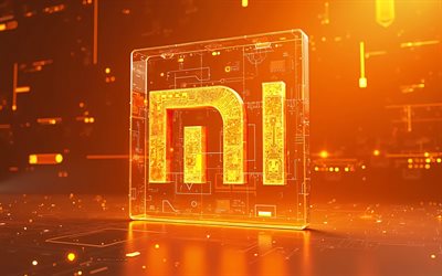 xiaomi orange  logo, 4k, röntgenkuva, xiaomi hehkuva logo, oranssi hi tech tausta, xiaomi 3d  logo, xiaomi  tunnus, xiaomi