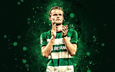 morten hjulmand, 4k, grüne neonlichter, sporting cp, primeeira liga, dänische fußballer, morten hjulmand 4k, fußball, liga portugal, morten blom wegen hjulmand, sporting fc, sporting lissabon, morten hjulmand sporting