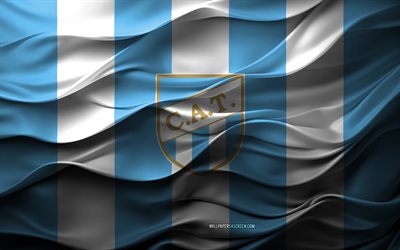 4k, Atletico Tucuman logo, blue white 3d background, Argentina Primera Division, Atletico Tucuman emblem, Argentina football team, Atletico Tucuman flag, 3d texture, Argentina, Atletico Tucuman, football, soccer