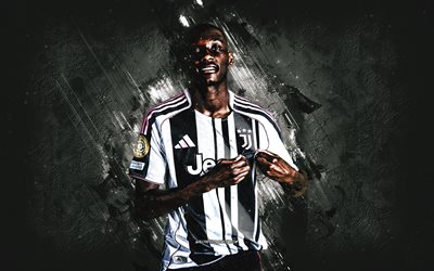 randal kolo muani, juventus fc, jugador de fútbol francés, fondo de piedra blanca, juventus, arte grune, serie a, italia, fútbol americano, mancha, randal kolo muani juventus